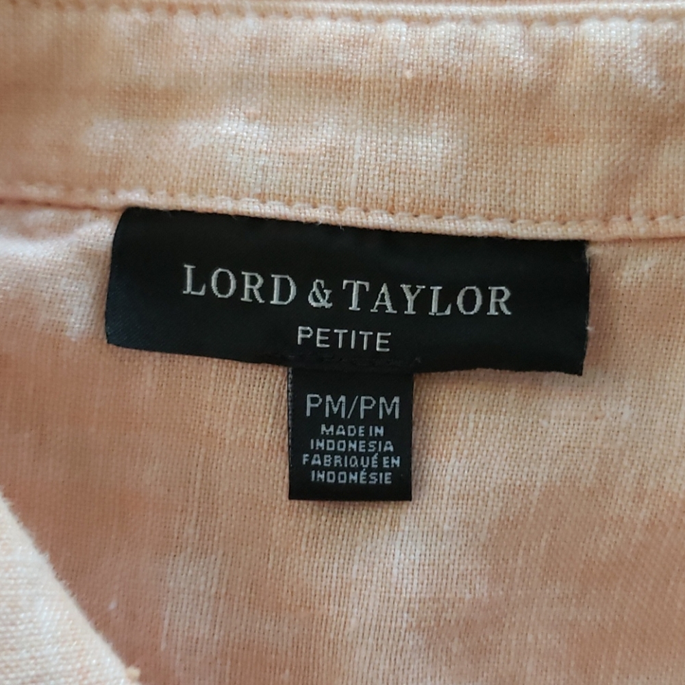 Lord & Taylor Petite Linen Shirt Peach - Picture 3 of 3